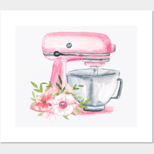 Pink Mixer Kitchen Cooking Tools Posters and Art